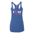 thumbnail image 2 of I Love My Boyfriend Tie Dye Pop Culture Tri-Blend Racerback Tank Top, Vintage Royal, Large, 2 of 3