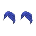 thumbnail image 1 of Sonducket Nudo turbante musulmán interior Hijab étnico gorro Color sólido Headwrap plisado ajustable gorros boda azul real azul real 2piezas, 1 of 6