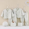 thumbnail image 2 of CAUYDY Infant Boys Going Home Outfits Baby Girls Sleepwear Preemie Clothing 2 Long Sleeved Top & 2 Pants & Warm Hat & Bib & Bellyband 7Pcs Cute Set Fall Sizes 0-3 Months,Light Green, 2 of 5