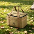 thumbnail image 5 of 42L Camping Kitchen Organizer Bag, Waterproof Storage Bag with Adjustable Strap, Utility Tote Bag for Outdoor Travel, Khaki, 5 of 8