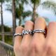 thumbnail image 2 of Juego de anillos vintage sencillos con forma de llama y navaja de afeitar, hoja desgastada hueca y corazón abierto, 2 of 5