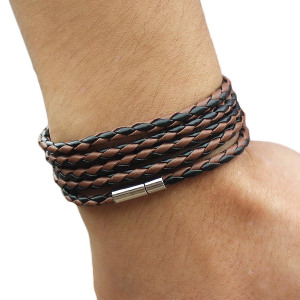 Ayyufe Unisex Multilayer Interlaced Leather Cuff Bangle Wristband Bracelet