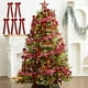 thumbnail image 1 of Lazos navideños de franela burdeos de doble capa | Paquete de 5 colgantes de lazo rojo vino para decorar el árbol | Decoración festiva para el hogar, 1 of 5