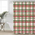 thumbnail image 4 of Shower Curtain, Abstract Red Green Line Waterproof Shower Curtain Set with Hooks for Bathroom Showers,Stalls and Bathtubs,36x72In Watercolor Geometric Plaid, 4 of 9