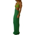 thumbnail image 2 of Gzhioc Women's Summer Long Evening Dress Solid/Striped Hanging Neck Backless Bandage Dress,S/M/L, 2 of 6