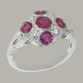 thumbnail image 3 of LBG British Made 9k White Gold Womens Ring Natural Ruby & Cubic Zirconia Statement Ring - 33 size options - Size 7.5, 3 of 7