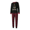 thumbnail image 4 of Jaweiwi Family Matching Christmas Pajamas Set, Letter Snowflake Print Long-Sleeved T shirt Tops + Plaid Trousers Holiday Sleevewear Outfits, 4 of 11