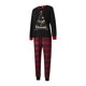 thumbnail image 2 of Pijamas navideños familiares a juego: camisetas de manga larga con estampado de letras y copos de nieve y pantalones a cuadros., 2 of 9