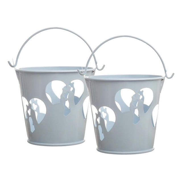 2 Piezas Mini de Metal de Hierro Caja de Dulces, Maceta, Caja de para , para Bodas, Fiestas, Baby Showers Azul Macarena Pequeño cubo de caramelo de hierro