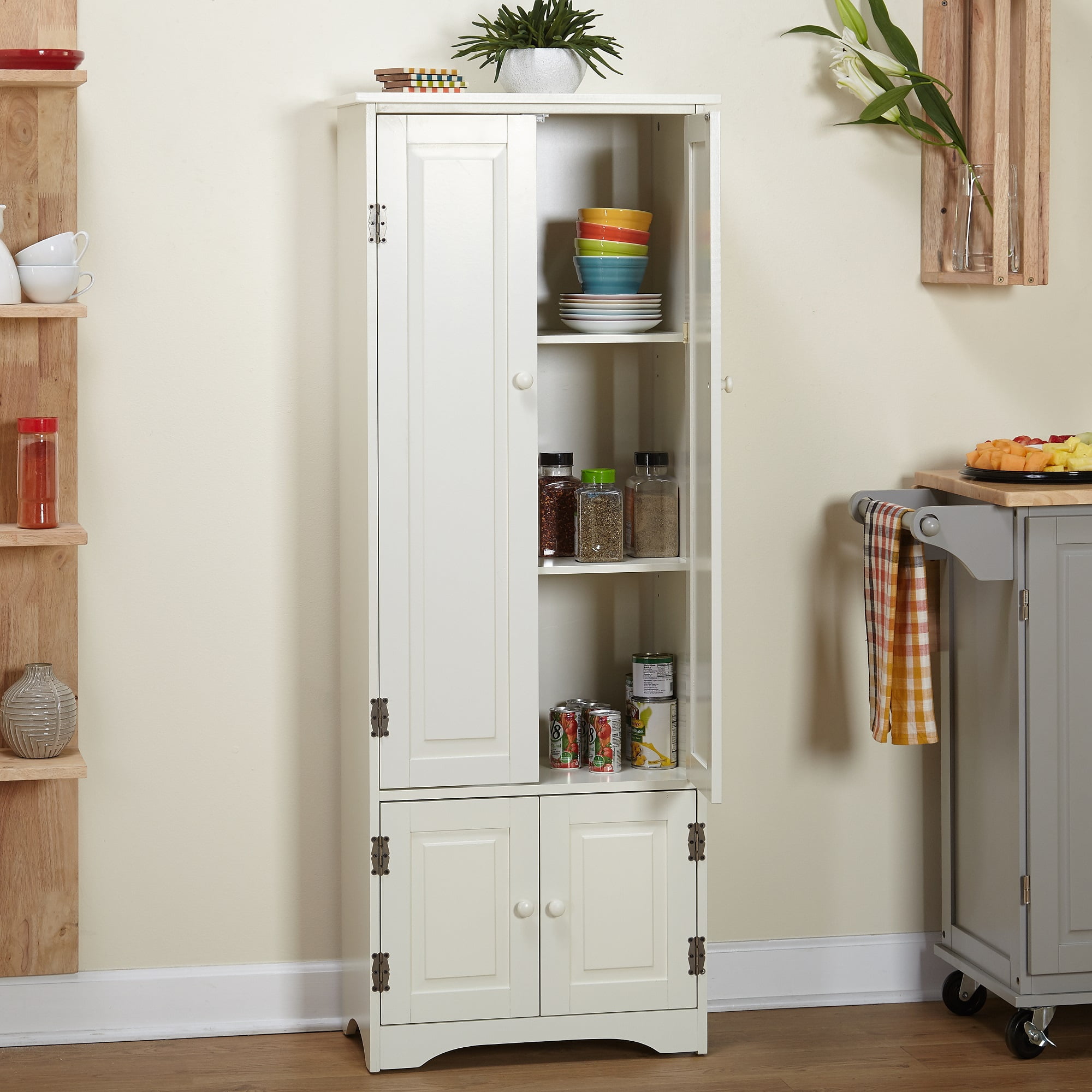Simple Living  Aston Modern Farmhouse Extra-Tall Cabinet Antique White