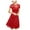 Red, variant on Womens Crew Neck Long Sleeve Spring Fall Dresses,Women's Summer Casual Solid Color O-neck Side Zipper Short-sleeve Stitching Lace With A-line Dress Black