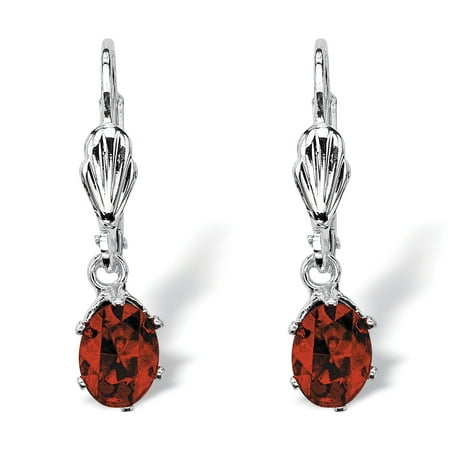 Purple Crystal Bead Earrings - Oval-Cut Birthstone Silvertone Drop Earrings