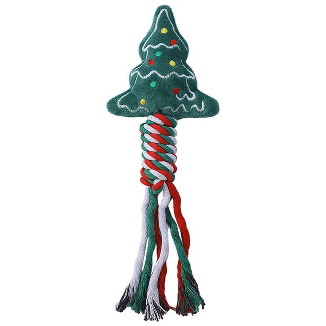 SIfdSeng Rope Christmas Theme Dog Toy with Rope Body for Puppy Dog Chew Toy for Puppy Interactive Toy Puppy Chew Toys Small Dog Toy Dog Toy for Aggressive Chewers