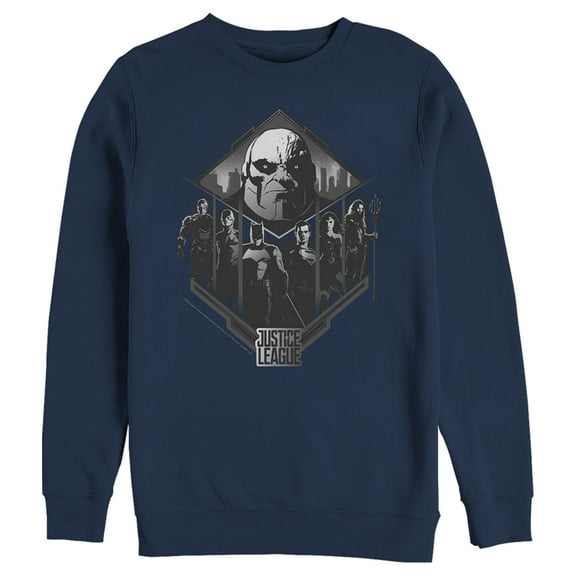 Men's Zack Snyder Justice League Darkseid Group Shot Sweatshirt Navy Blue 2X Large