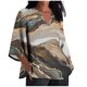 thumbnail image 2 of Xuyuer Women's 3/4 Length Sleeve Tops V Neck Casual Vacation Loose Fit S-5XL Ruffle Cuffs Shirts Dressy Flowy Tunic Tops Hawaiian Shirts Summer Floral Printed Shirt Casual Soft Tunic Tops, 2 of 5