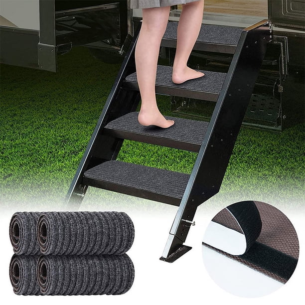 Cubierta para escalones Lippert, cubierta para peldaños de escalera MORryde, cubierta para escalones para autocaravanas DIY, cubierta para escalones para vehículos recreativos (4 piezas), 19,5 x 7,5