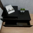 thumbnail image 4 of IVV Wooden LEDs Nightstand with 2 Storage Drawers, Step-Shaped Bedside Table for Bedroom, Living Room, Black, 4 of 7