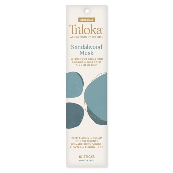 Incienso original Triloka, sándalo y almizcle, 10 varillas