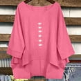 thumbnail image 3 of YuXingFu Cotton Tops for Women Crew Neck A-Line Split Hem 3/4 Sleeve for Casual Plus Size Blouses Dressy Hot Pink L, 3 of 7