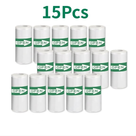15 Pcs 57 x 25 mm Self Adhesive Thermal Paper, Mini Printable Sticker Paper for Pocket Thermal Printers