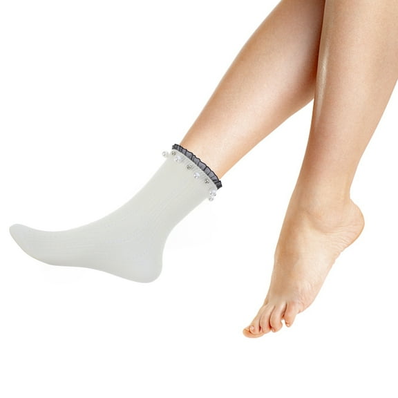 LEORX Crew Socks for Women Cotton White 1 Pair