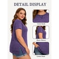 thumbnail image 3 of LANREMON Tunic Tops for Women Short Sleeve Oversized T Shirts Casual Round Neck Side Slit Plus Size Purple Tee Blouse for Women Size 26 Plus, 3 of 5