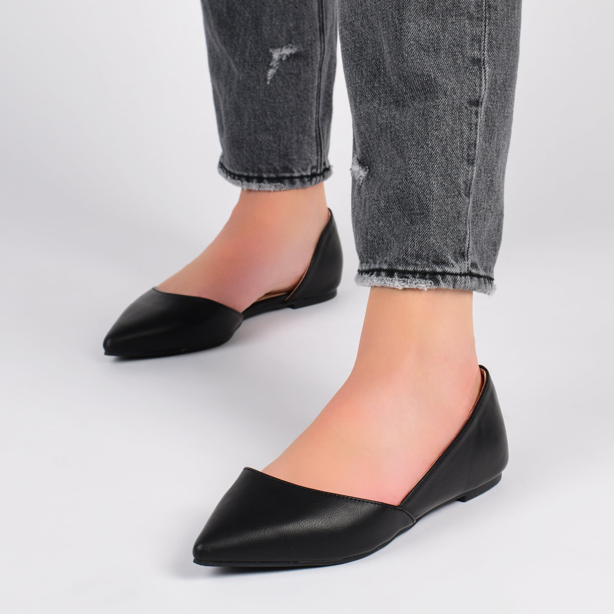 Journee Womens Cortni Slip On Pointed Toe D'Orsay Flats, Widths Available