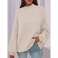thumbnail image 4 of Women'S Fall Oversized Sweaters Chunky Knit Mock Neck Long Sleeve Casual Pullover Winter Clothes Cream White M, 4 of 7