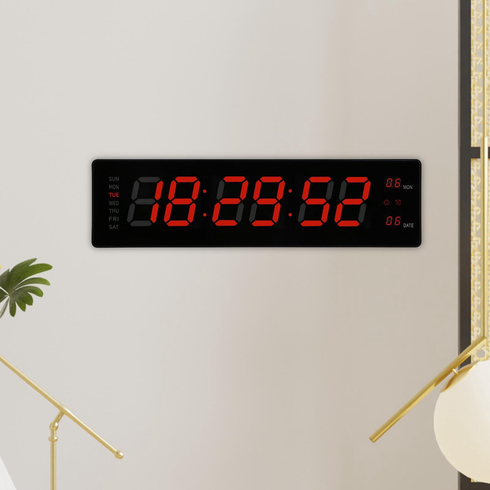 Baoblaze LED Digital Clock Bedroom Display Date Calendar Bar Wall Hanging Alarm Clock Red