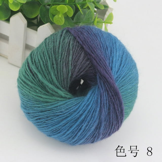 Xiao Hua Hilo degradado - 2 rollos de hilo multicolor suave estilo G de 50G, hilo arcoíris de alta calidad, perfecto para tejer a mano, se usa para bufandas, mantas y decoraciones hechas a mano.