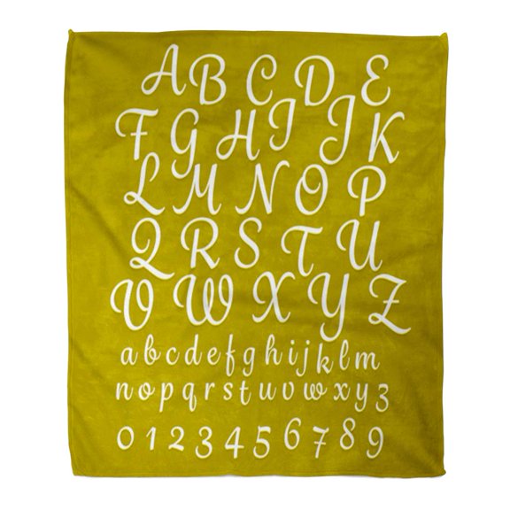 SIDONKU Flannel Throw Blanket Watercolor Cursive Alphabet Classic Script Calligraphic Brush Write ABC Soft for Bed Sofa and Couch 58x80 Inches