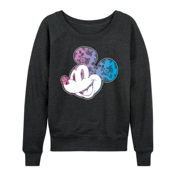 Mickey & Friends - Mickey Floral Gradient Fill - Women's Lightweight French Terry Long Sleeve Shirt