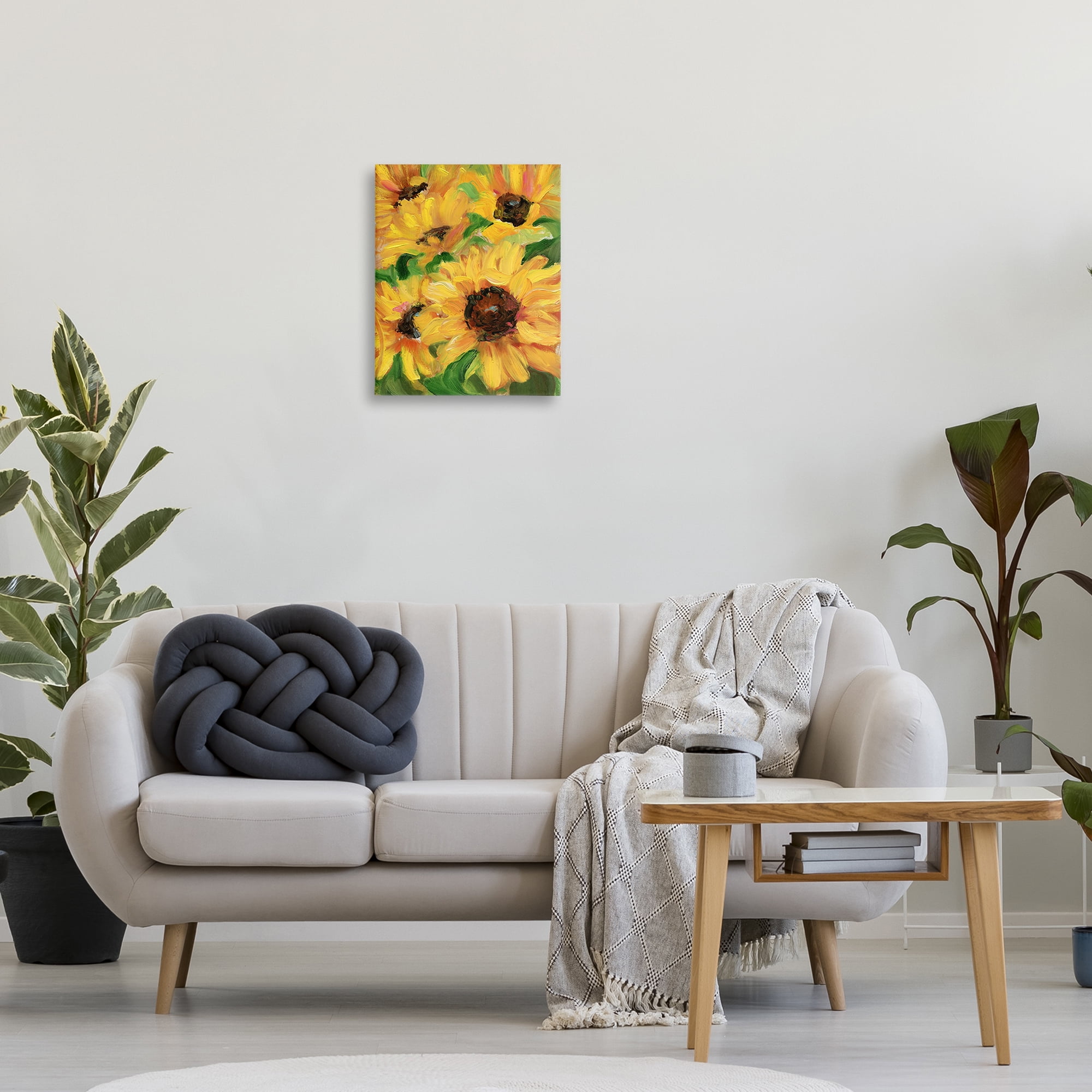 Stupell Industries Bright Sunny Sunflowers Botanical & Floral Painting Gallery Wrapped Canvas Art Print Wall Art, 16 x 20