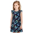 thumbnail image 1 of Fotbe Blue Butterfly Vestido de Dormir para Niñas de 3 a 10 Años, Mangas Cortas, Estilo Princesa, Pijama Camisón con Mangas Voladas-Medium, 1 of 6