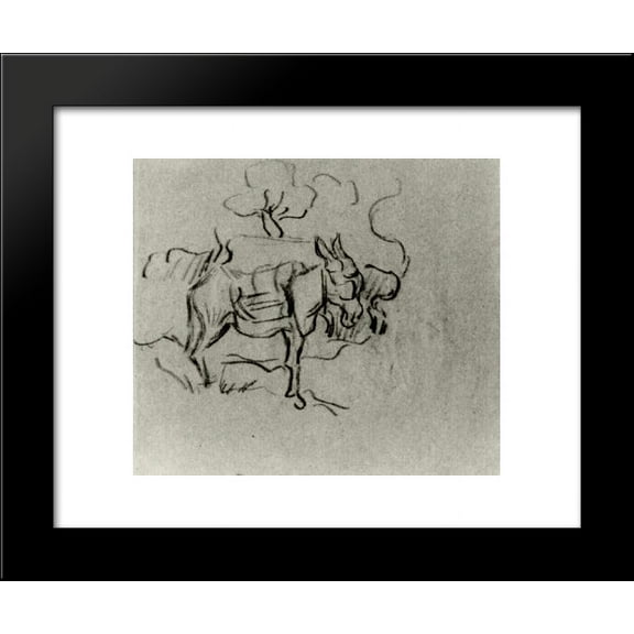 Sketch of a Donkey 20x24 Framed Art Print by Vincent van Gogh