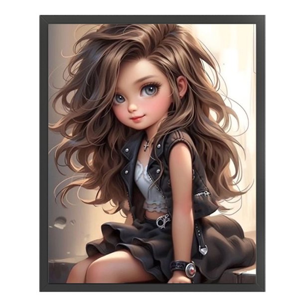 Hilo de bordar de algodón ecológico completo, estampado de 11CT, pelo largo, punto de cruz para niña, 40x50cm