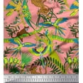 thumbnail image 1 of Soimoi Rayon Fabric Branches,Parrot & Leopard Jungle Print Fabric by The Yard 56 Inch Wide, 1 of 3