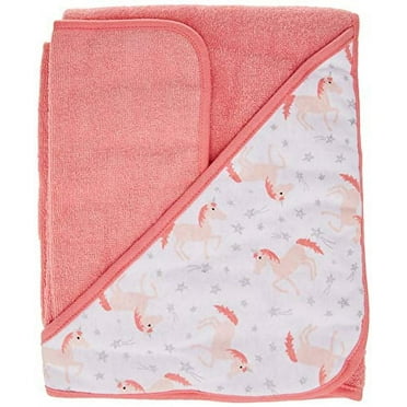 Hudson Baby Unisex Baby Cotton Hooded Towel and Washcloth, Unicorn, One Size