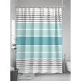 thumbnail image 5 of Fsddascl Turquoise Aqua Stripes Shower Curtain Set - 36" x 78" Washable Bathtub Curtain with 12 Hooks, Modern Gradient Minimalist Lines Waterproof Fabric Stall Shower Curtains for Bathroom/Bathtub, 5 of 6