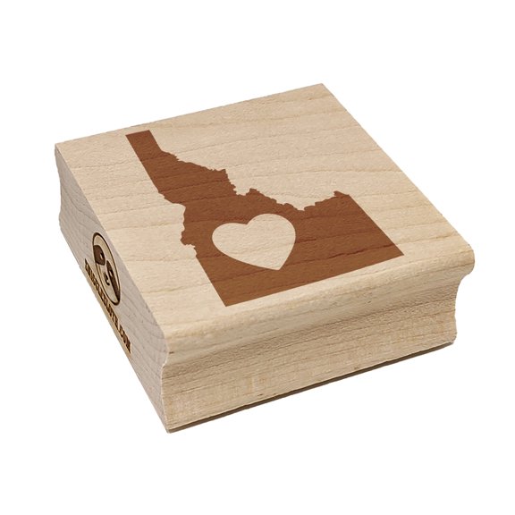 Idaho State with Heart Square Rubber Stamp Stamping Scrapbooking Crafting - Medium 1.75in