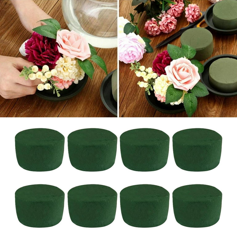 8x Flower Arrangement, Green Round Dried Floral Foam Base for Floral  Crafts, Wedding Decoration, Ornament Florist Supplies