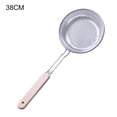 thumbnail image 3 of Inteprter Colador, colador, fideos, espátula para cocinar, Pasta, aceite, cuchara, colador, herramienta de cocina, mango de madera, acero inoxidable, Cocina y Comedor 14 # Inteprter HA000750-01, 3 of 6