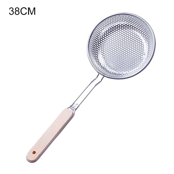 Bewildely Colador, colador, fideos, espátula para cocinar, Pasta, aceite, cuchara, colador, herramienta de cocina, mango de madera, acero inoxidable, Cocina y Comedor 14 # Bewildely HA000750-01
