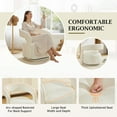 thumbnail image 4 of 360 Degree Swivel Accent Chair, Modern Barrel Vanity Chair with Curved Backrest, Comfy Chenille Armchair Single Sofa with Thick Cushion for Living Room, White, 4 of 8