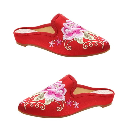 

1 Pair Ethnic Style Embroidery Slippers Fashion Slippers for Women (Size 37)