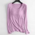 thumbnail image 6 of QATAINLAV Long Sleeve Shirts for Women Modal Soft Pajamas Tops with Chest Pads Solid Casual Round Neck Pullover Loungewear Purple L, 6 of 9