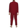 thumbnail image 3 of Mens Pajamas Set - Maroon Comfy Long Sleeve Button Up Pajama Sets for Men 2 Piece, Soft Sleepwear Nightwear Pjs Lounge Sets for Men with Pockets, 3 of 5