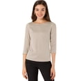 thumbnail image 1 of INSPIRE CHIC Blusa Estampado De Pata De Gallo Manga 3/4 Cuello Del Barco Oficina Trabajo Para Mujer Caqui M, 1 of 6