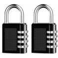thumbnail image 1 of Combination Lock 2 Pack Waterproof Resettable 4 Digit Padlock for School Gym Locker Outdoor Hasp Cabinet Gate Shed Fence (Black-2, 2 Pack), 1 of 5