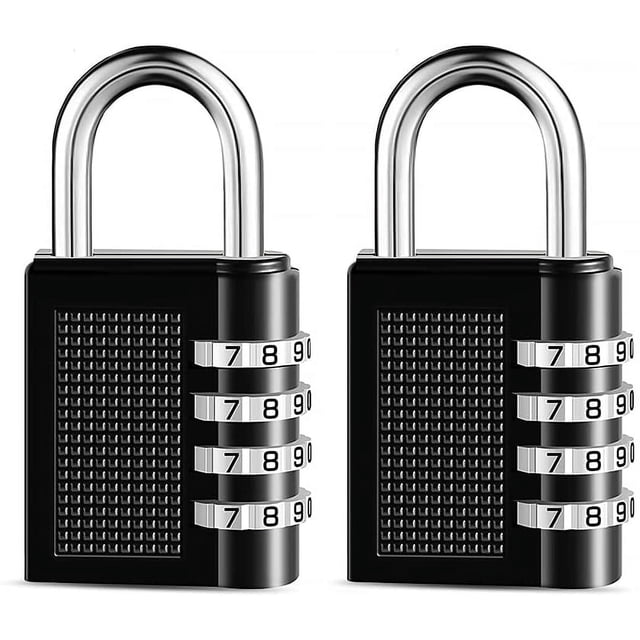 Combination Lock 2 Pack Waterproof Resettable 4 Digit Padlock for School Gym Locker Outdoor Hasp Cabinet Gate Shed Fence (Black-2, 2 Pack)